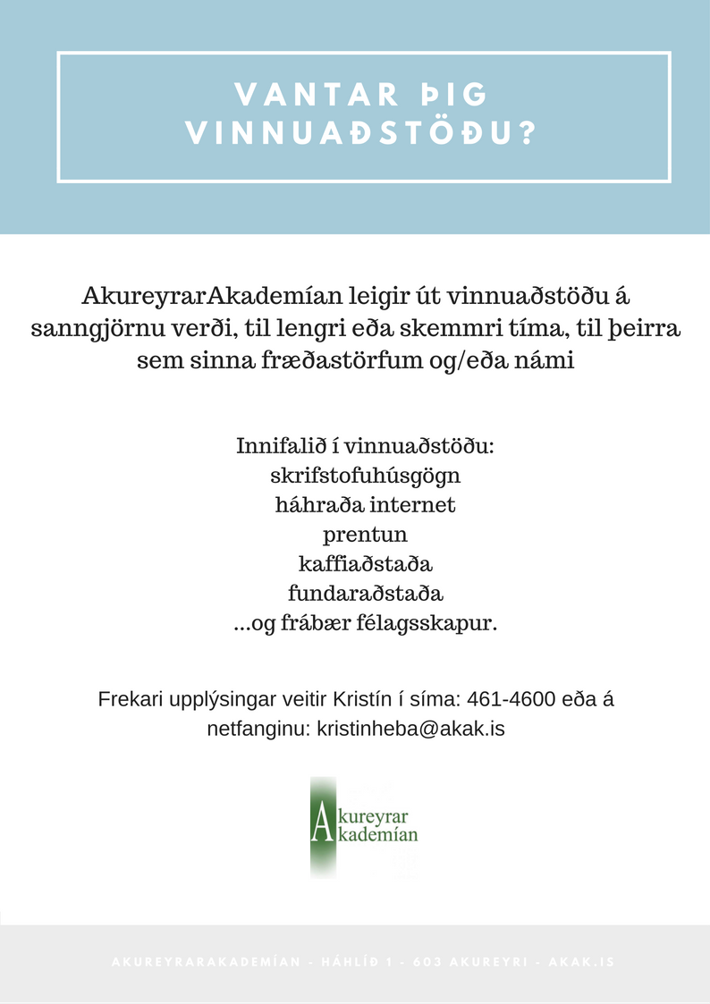 Vinnuaðstaða í AkureyrarAkademíunni